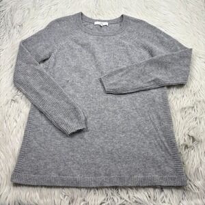 Qi‎ New York Women's S Gray Mixed Knit 100% Cashmere Sweater Quiet Luxury Prep